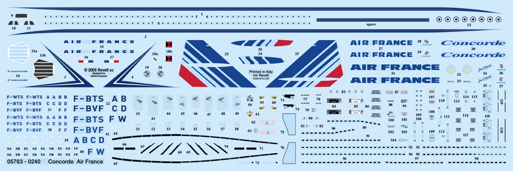 1/144 PAS-DECALS  REVELL Decal for Concorde Air France 